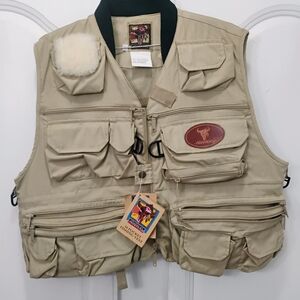 ARAPAHO Mens Fly Fishing Vest Beige M Multiple pockets Large Outdoors Hunting